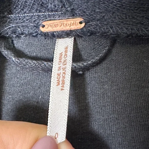 Free People Coated Denim Drape Front Moto Jacket Black Waterfall Collar XS 0 - Picture 2 of 14